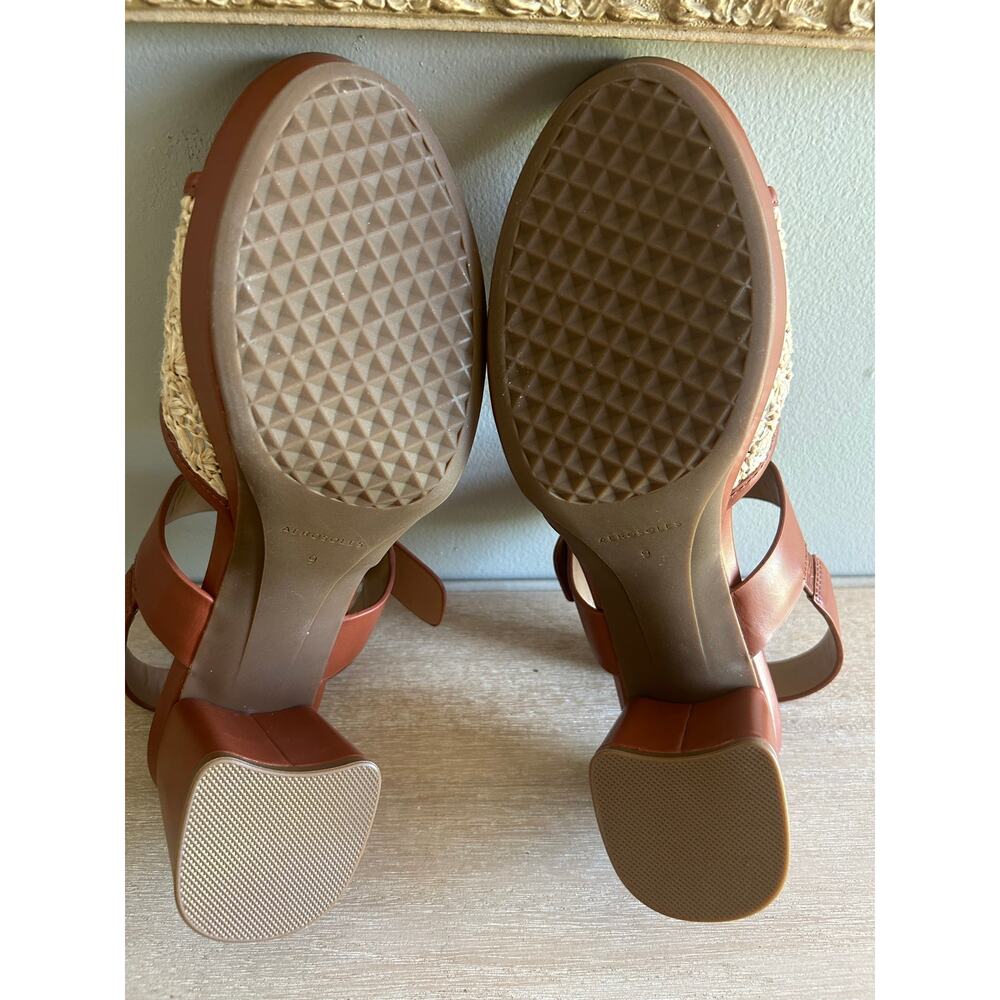 Aerosoles Women’s Woven Platform Sandals – Brown Leather, Gold Buckle, Size 9, - Picture 9 of 11